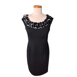 Maggy L Women's Dress Size 10 Black Sleeveless‎ Empire Embellished Collar Midi
